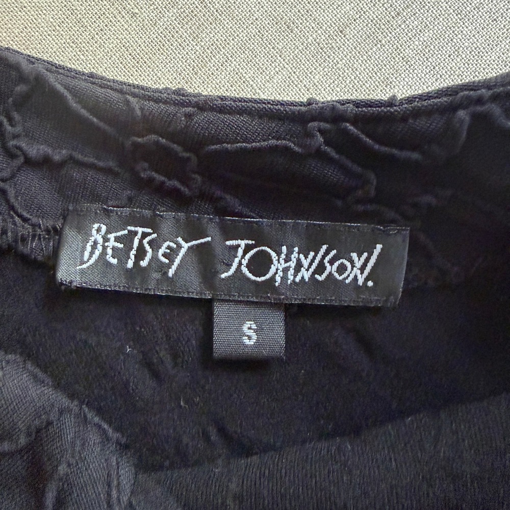 Betsey Johnson Vintage Popcorn Floral Mini Dress Black Nylon Grunge Y2K - Picture 2 of 9